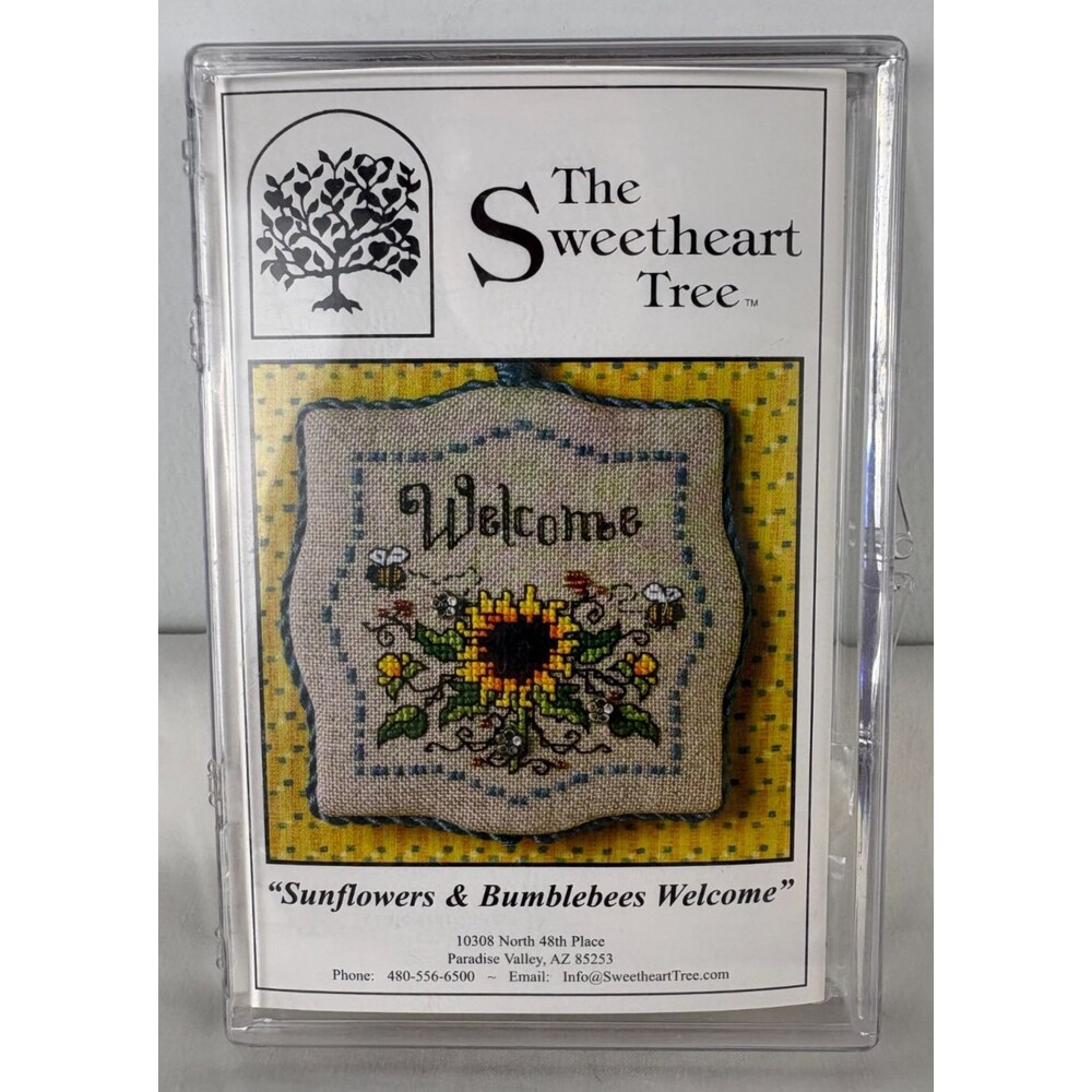 Sweetheart Tree Sunflowers Bumblebees Welcome Cross Stitch Kit Linen Beads 2011